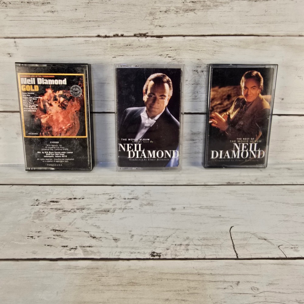 Neil Diamond Cassette Tape Lot Gold Live Troubadour‎ Movie Album As Time Goes By